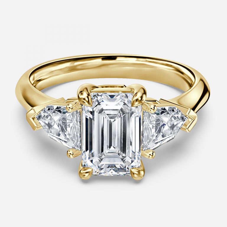 Emerald Three Stone Engagement Ring