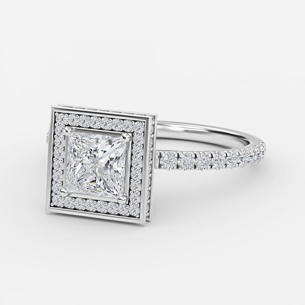 Princess Halo Engagement Ring