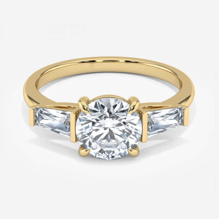 Round Three Stone Engagement Ring