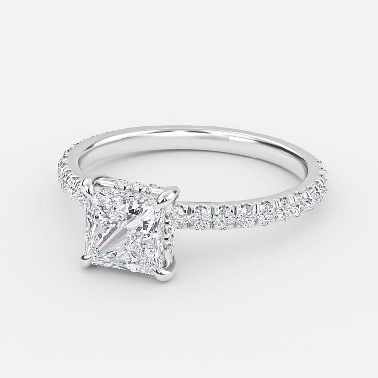 Princess Hidden Halo Engagement Ring