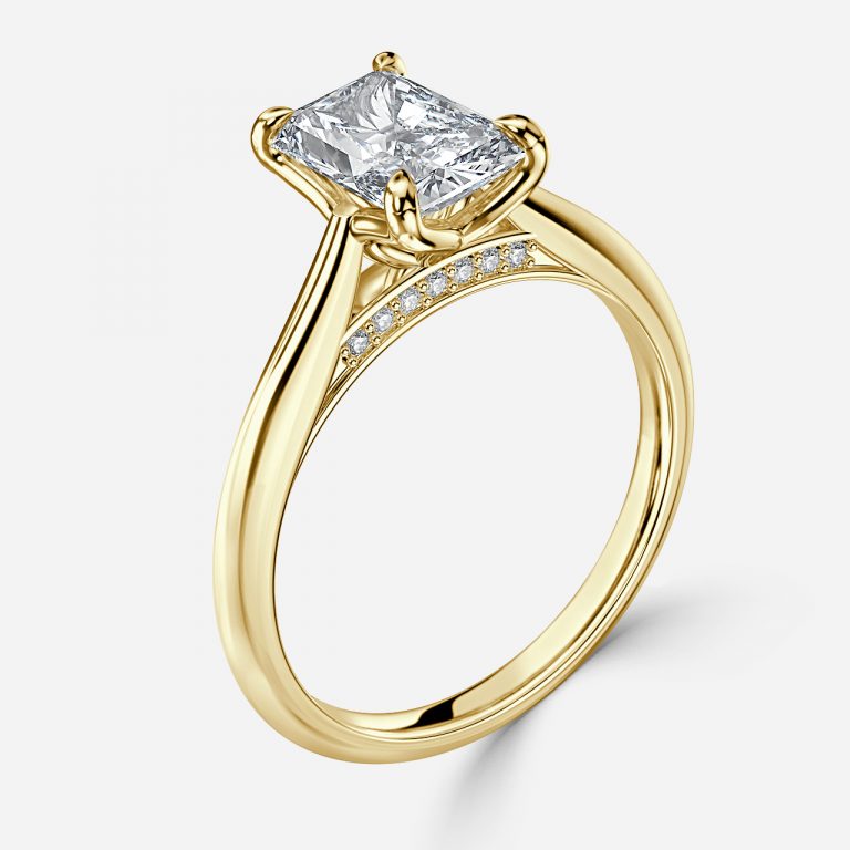Radiant Hidden Halo Engagement Ring
