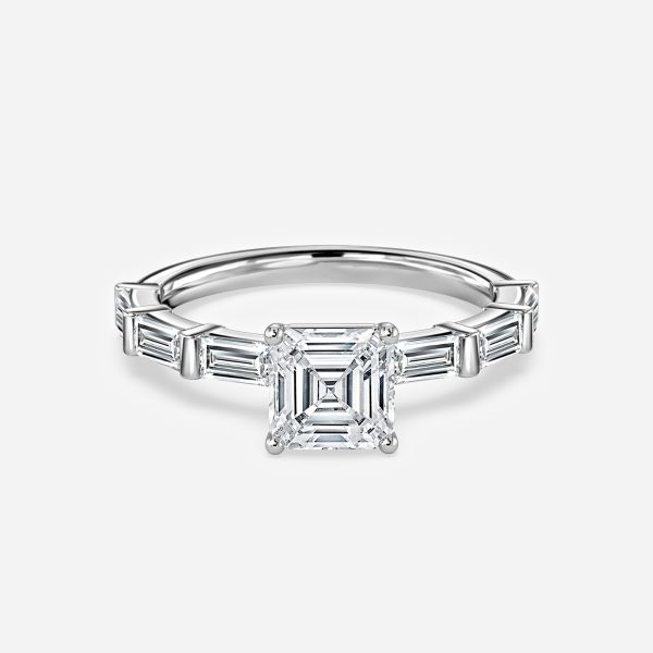 Asscher Diamond Band Engagement Ring