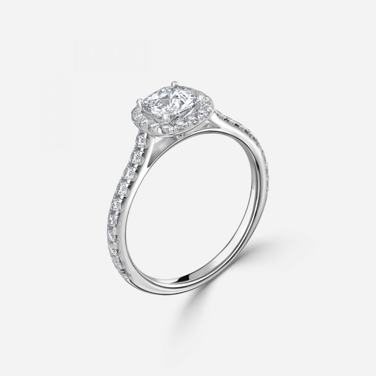 Cushion Halo Engagement Ring