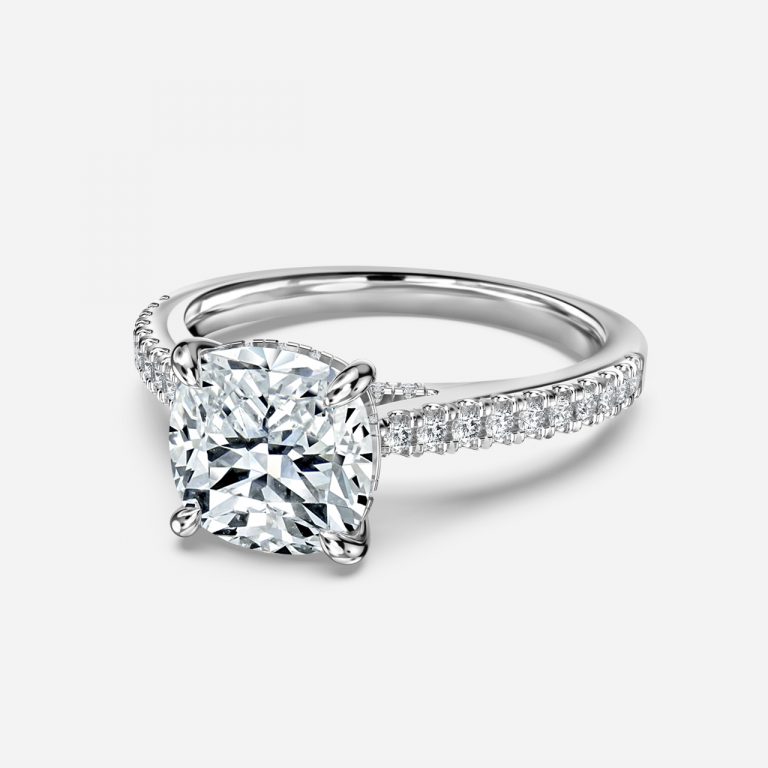 Cushion Hidden Halo Engagement Ring