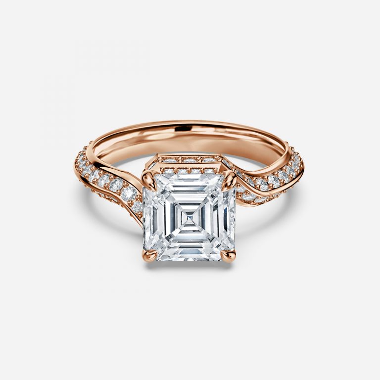 Asscher Hidden Halo Engagement Ring