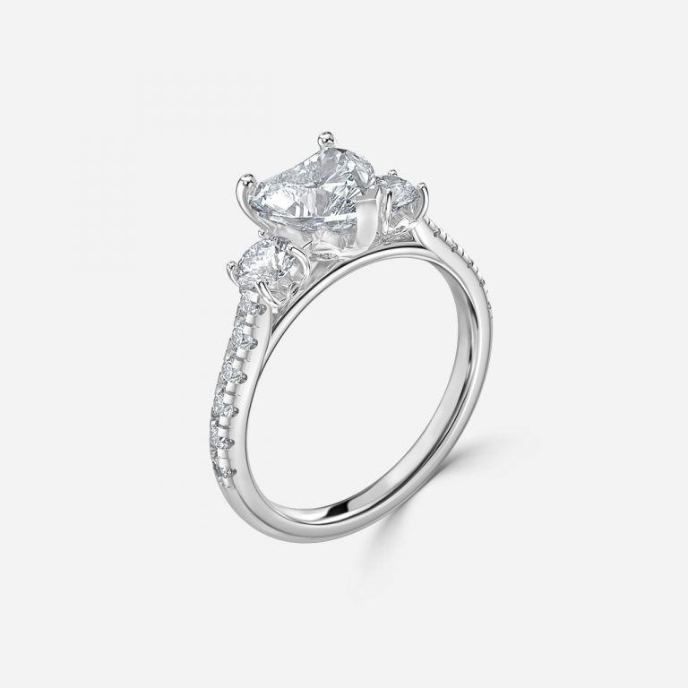 Heart Three Stone Engagement Ring