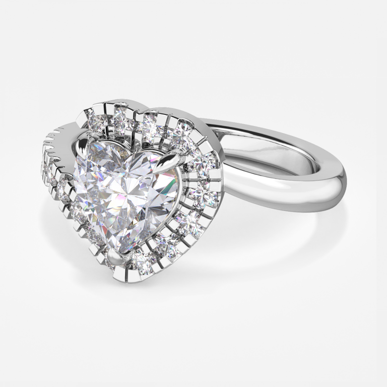 Heart Halo Engagement Ring