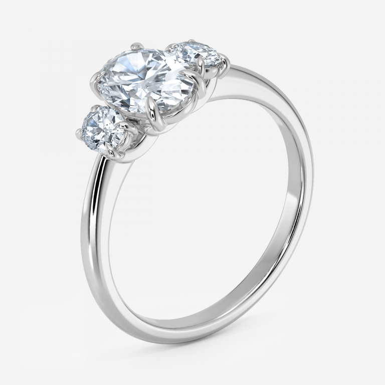 Oval Three Stone Engagement Ring