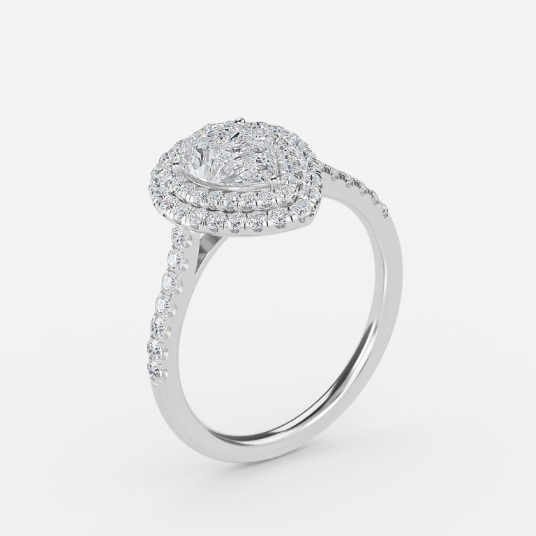 Pear Double Halo Engagement Ring