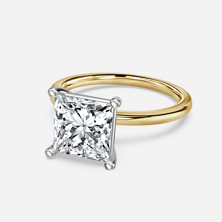 Princess Two Tone Solitaire Engagement Ring