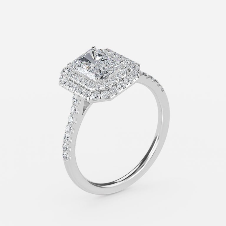 Radiant Double Halo Engagement Ring
