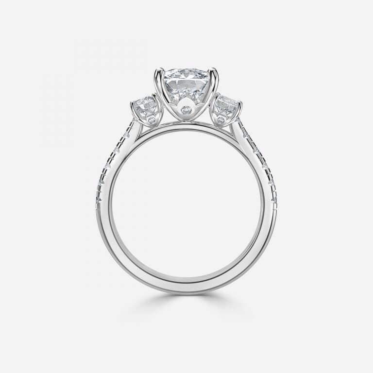 Cushion Three Stone Engagement Ring