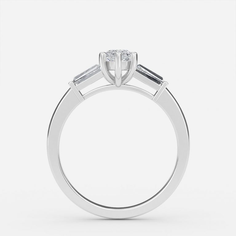 Of The Valley Pear Three Stone Engagement Ring
