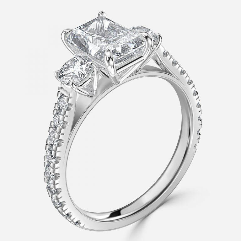 Radiant Three Stone Engagement Ring