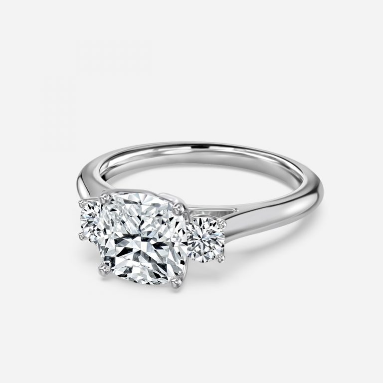 Cushion Three Stone Engagement Ring