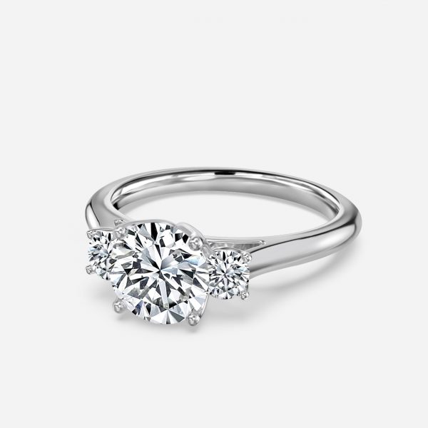 Round Three Stone Engagement Ring