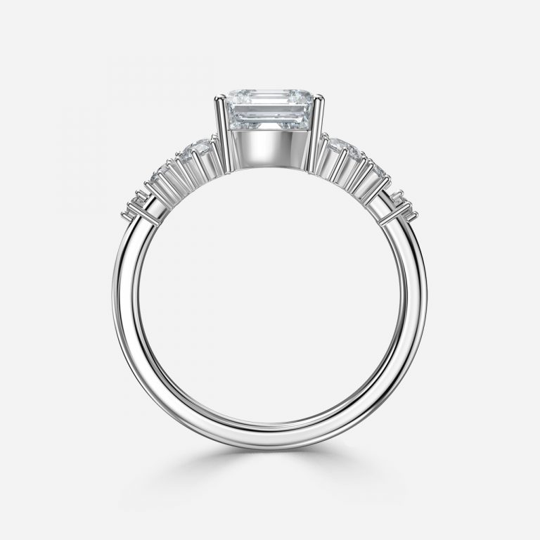 Asscher Cluster Engagement Ring