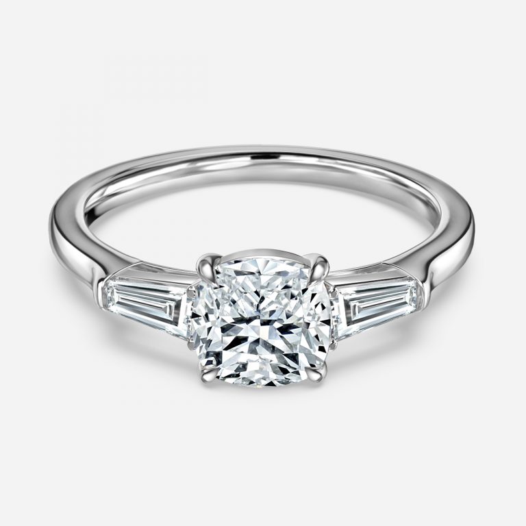 Cushion Three Stone Engagement Ring