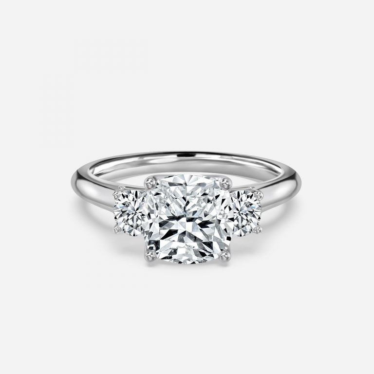 Cushion Three Stone Engagement Ring