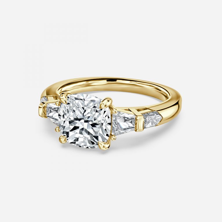 Cushion Three Stone Engagement Ring