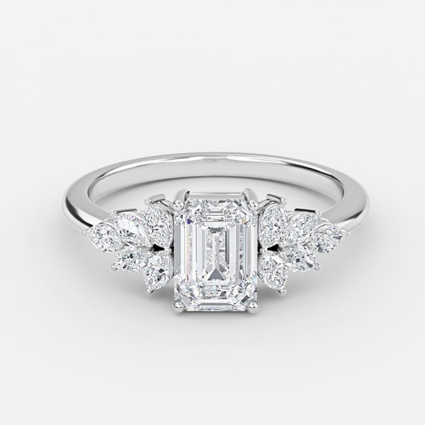 Emerald Cluster Engagement Ring