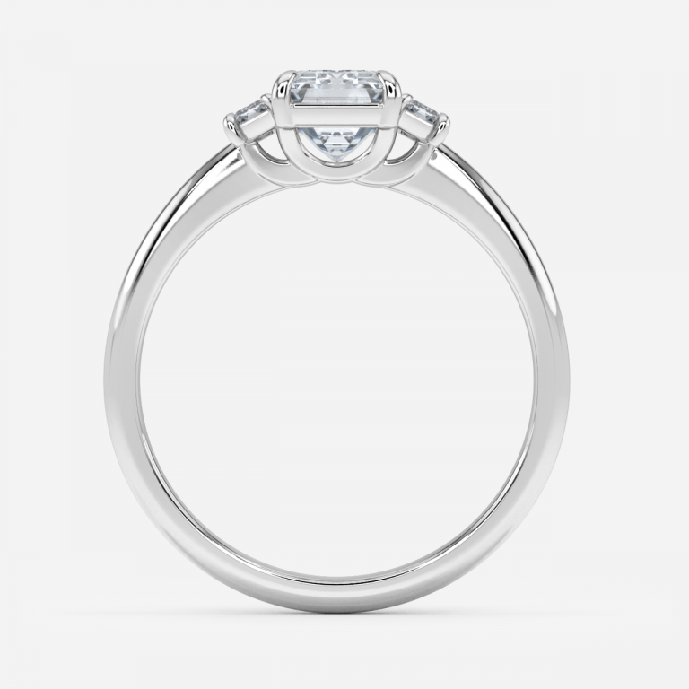 Emerald Three Stone Engagement Ring