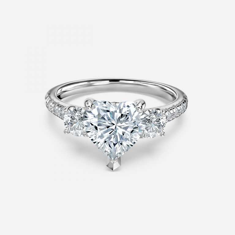 Heart Three Stone Engagement Ring