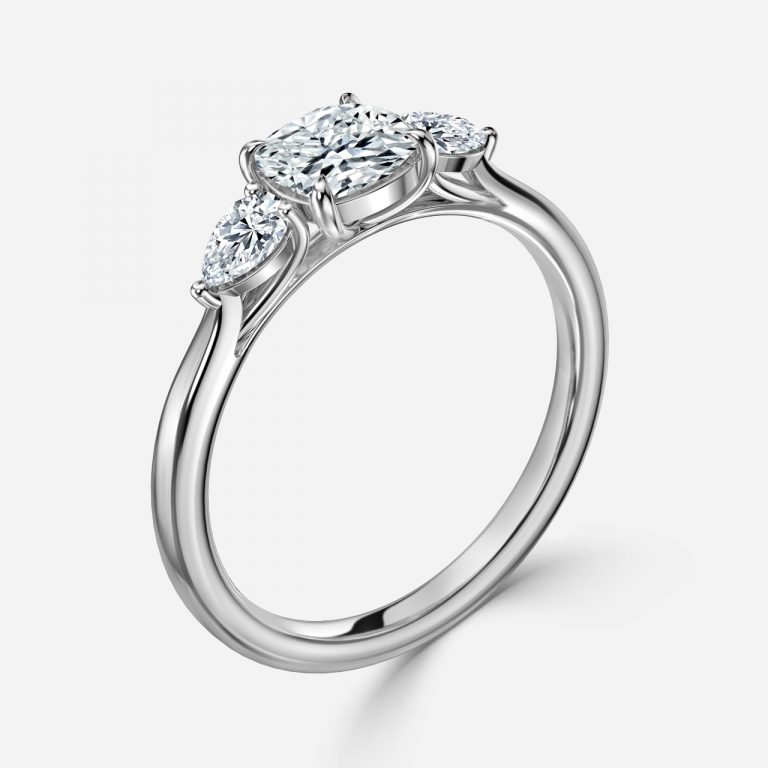 Cushion Three Stone Engagement Ring
