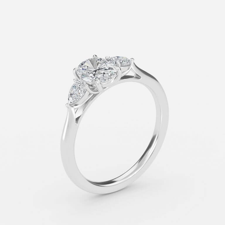 Oval Three Stone Engagement Ring
