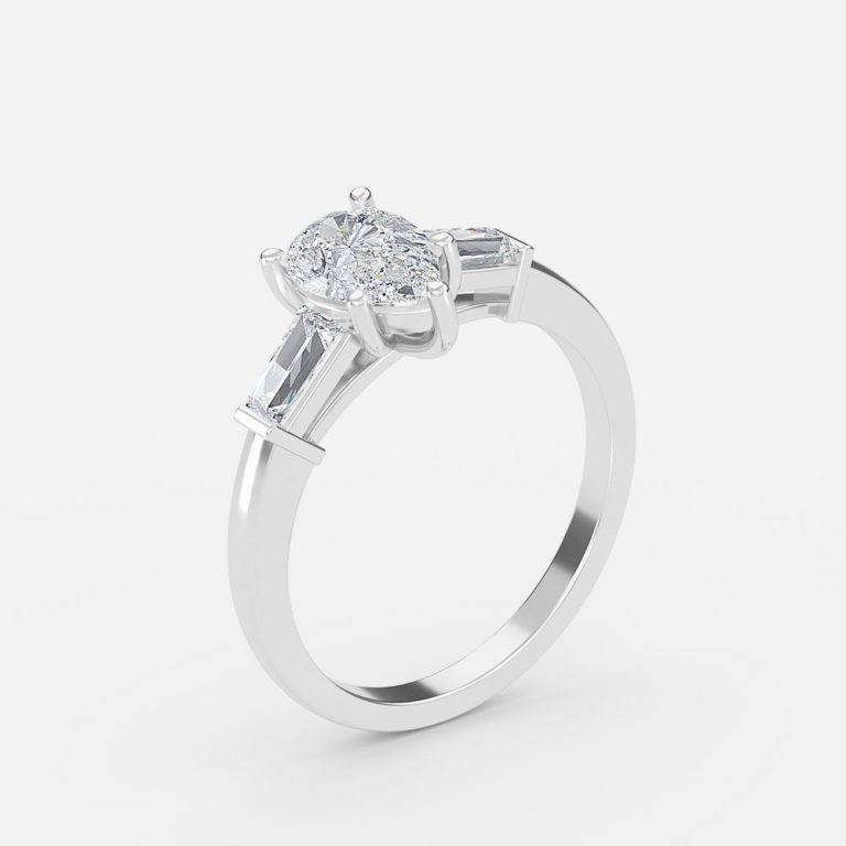 Of The Valley Pear Three Stone Engagement Ring