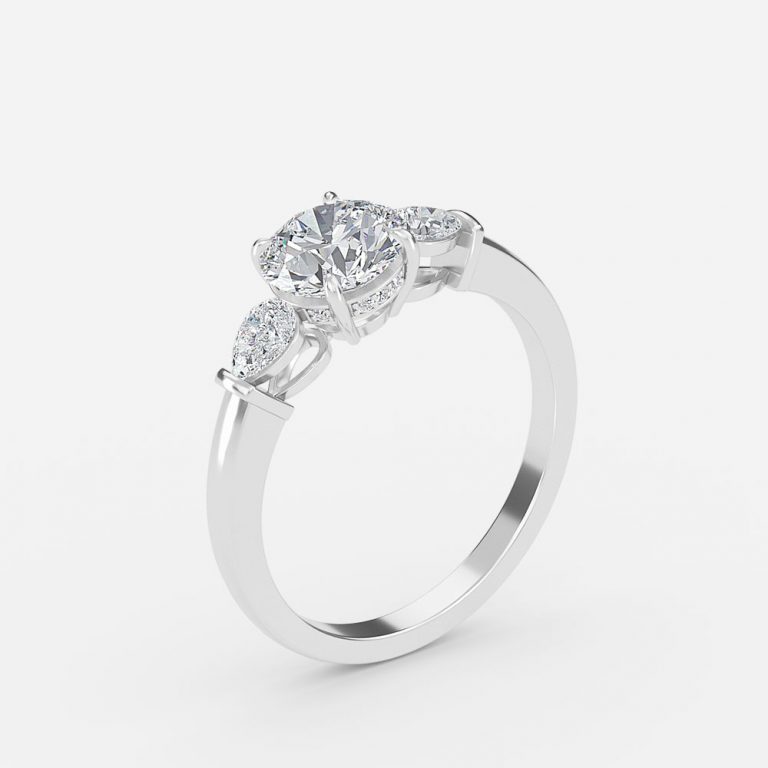Round Three Stone Engagement Ring