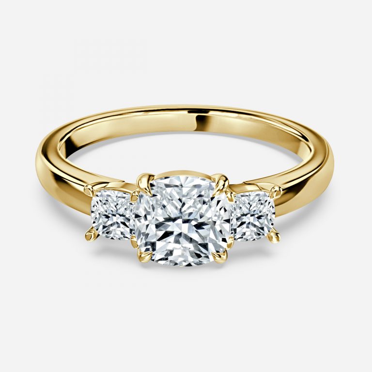 Cushion Three Stone Engagement Ring