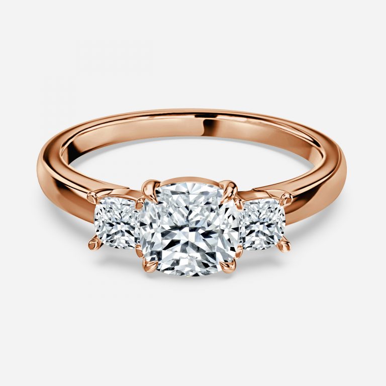 Cushion Three Stone Engagement Ring