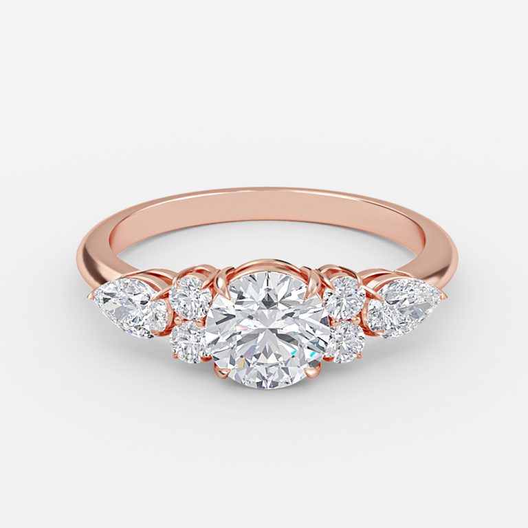 Round Three Stone Engagement Ring