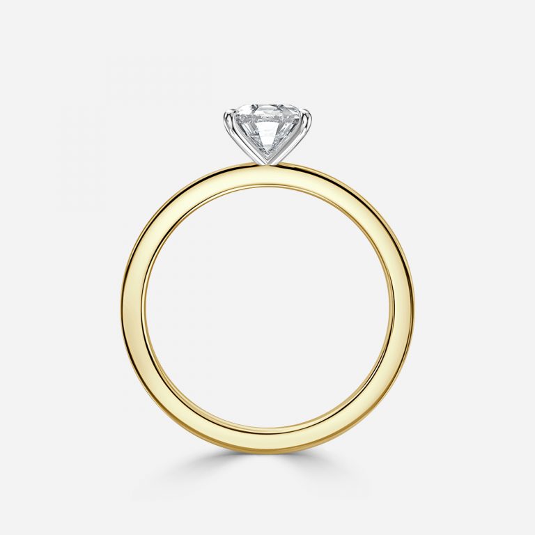 Asscher Two Tone Solitaire Engagement Ring