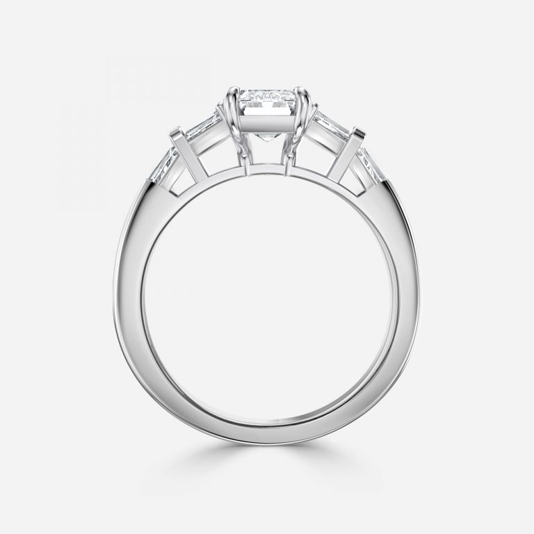 Emerald Three Stone Engagement Ring
