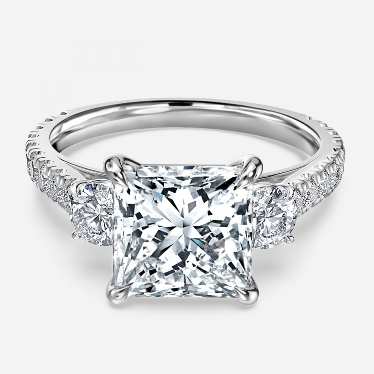 Princess Three Stone Engagement Ring