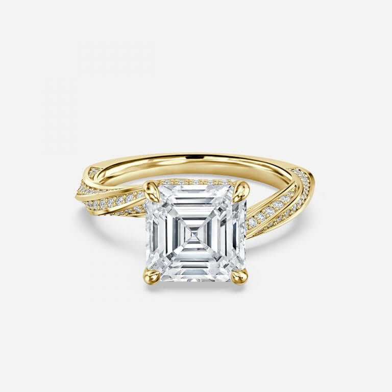 Asscher Hidden Halo Engagement Ring