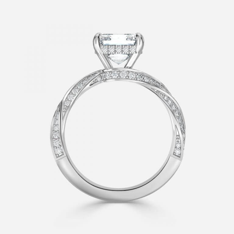 Asscher Hidden Halo Engagement Ring