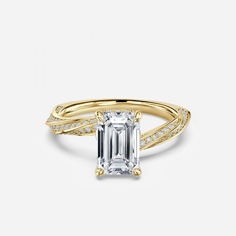 Emerald Hidden Halo Engagement Ring