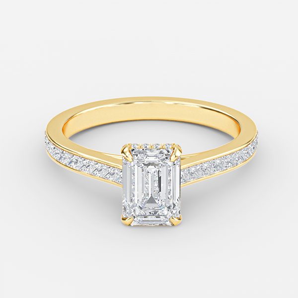 Emerald Hidden Halo Engagement Ring