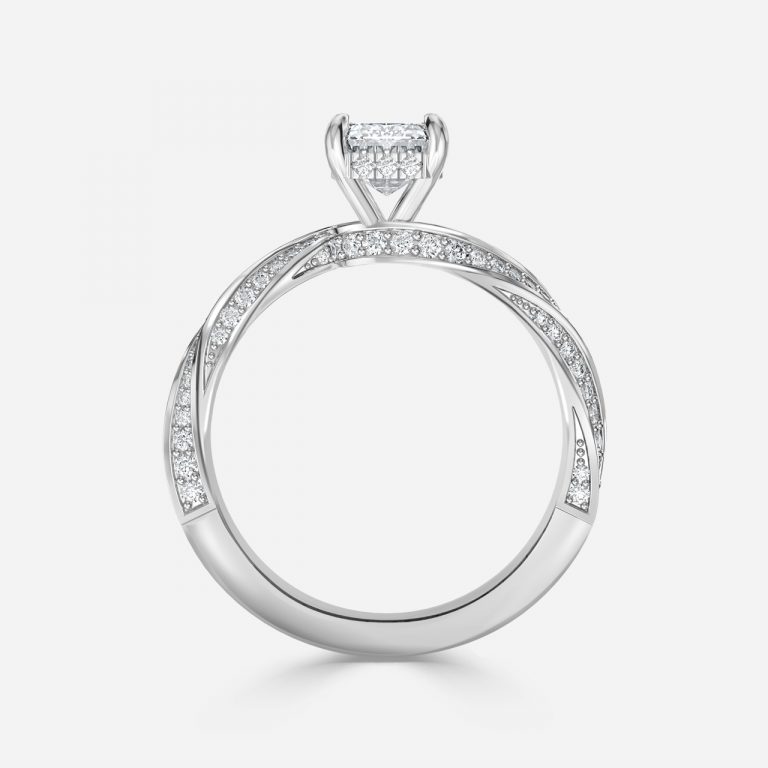 Emerald Hidden Halo Engagement Ring