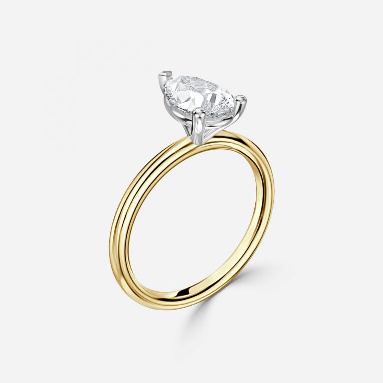 Pear Two Tone Solitaire Engagement Ring