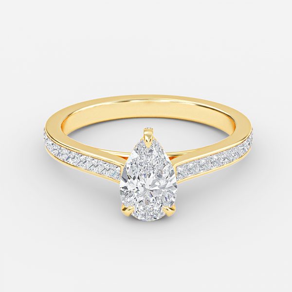 Pear Hidden Halo Engagement Ring