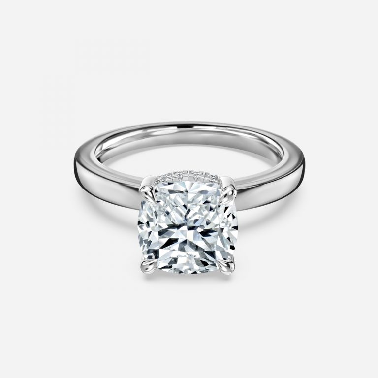 Cushion Hidden Halo Engagement Ring