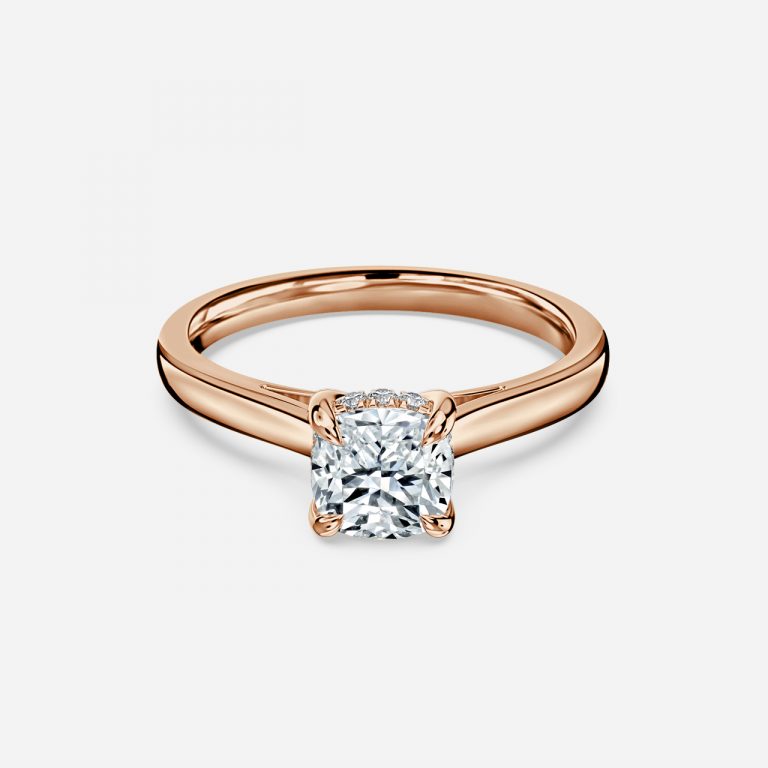 Cushion Hidden Halo Engagement Ring