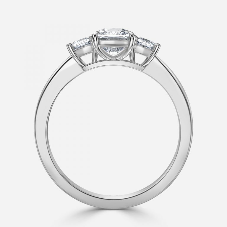 Cushion Three Stone Engagement Ring