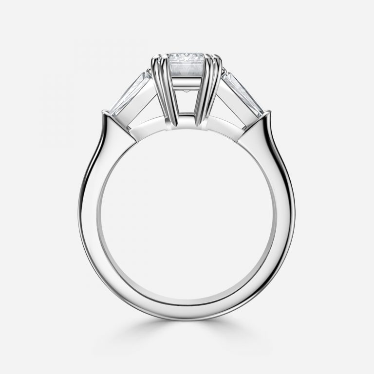 Emerald Three Stone Engagement Ring