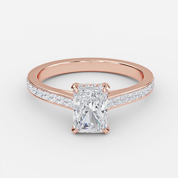 Radiant Hidden Halo Engagement Ring