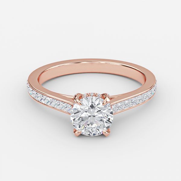 Round Hidden Halo Engagement Ring
